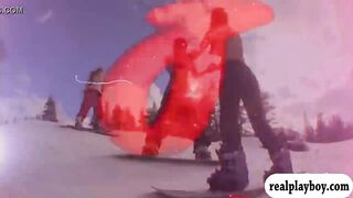 Hot babes in shark cage and snowboarding