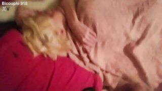 Jerking off and cumming on wife while she's s.
