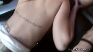 Amateur babes fucking in party bus POV