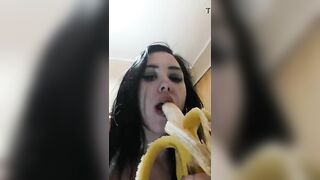 Horny homemade slut c. on a banana