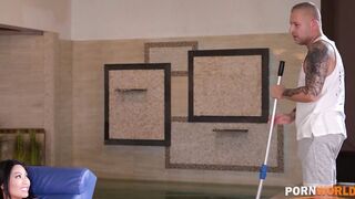 Pool Cleaner Gaped and Stretched Polly Pon's Asshole until Hubby Joined for Poolside DP Threesome