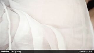 Lise Danvers shows off hairy pussy close up & blowjob scenes