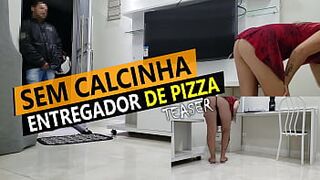 Cristina Almeida receiving pizza delivery in mini skirt and without panties in quarantine.