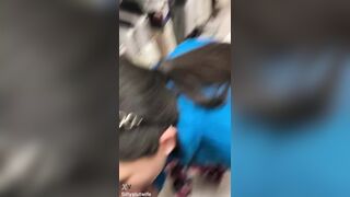 Stupid wife sucking dick in store like a whore
