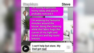 Sexy MILF and step son fuck on their sofa sexting roleplay