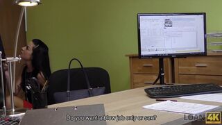 Long-haired brunette Inga comes to a small loan company