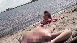 DICK FLASH ON BEACH - Little dick public flashing
