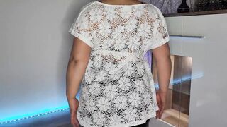4K PAWG Changing From Leather Pants To a Bikini Cover Up