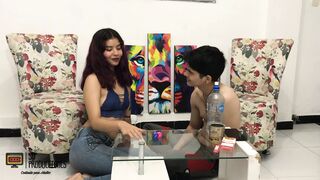 Sex game with my stepbrother where he ends up eating my pussy
