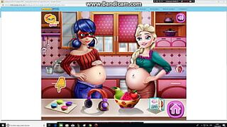 Pregnant Elsa and Ladybug