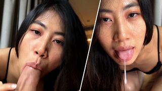 My Asian throat belongs to him - I swallow his cum - POV 4K