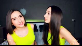 Russian Not Twin Sisters play on webcam