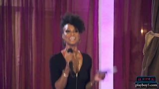 Black cougar fucked after hosting a catwalk lingerie show