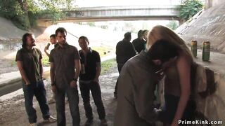 Blonde fucked in public bus by day