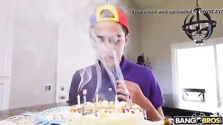Rich milf gives the present to the young birthday boy part 1