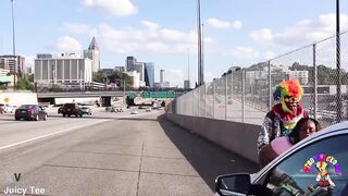 Juicy Tee Gets Fucked by Gibby The Clown on A Busy Highway During Rush Hour