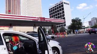 Juicy Tee Gets Fucked by Gibby The Clown on A Busy Highway During Rush Hour