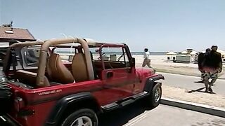 An outdoor threesome with a big cock and two horny lesbians