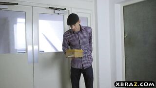 Huge tits wife fucks an invisible man with a gigantic cock