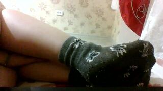 Hacked laptop camera. Only the legs of a girl