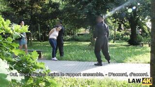 LAW4k. Chick steals wallets in the park and gets fucked