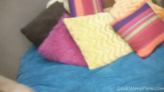 Adorable blonde sucks and takes it into pussy