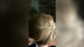 White whore face fucked by black man and nutted on