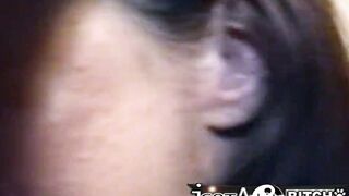 White Slut has fun swallowing 2 black cocks