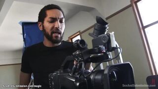 Blond fucked by black camera man