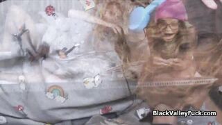 White dude fucks black gamer besties on couch