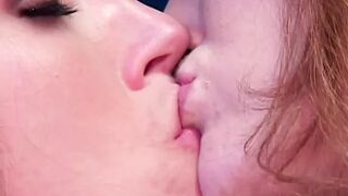 Redhead haired ladies get their pussies on fire while on the couch