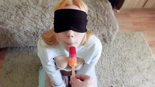 Cheated Silly Step Sister in blindfolded game, but I think she liked it