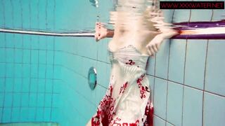 Hairy ginger Polish teen underwater