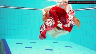 Hairy ginger Polish teen underwater