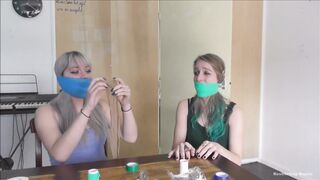 Two teen girls try gags