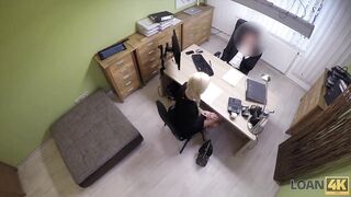 LOAN4K. Blonde hottie with pigtail is owned by loan manager