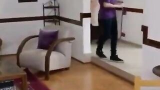 hot milf drag her son's friend in her house and kiss him