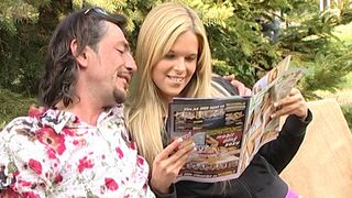 Blonde beauty gets fucked in the ass in her parents’ garden