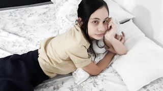 I walk into my stepdaughter's room when she is resting from a long day at school