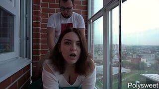 Hard sex on the balcony. The neighbors are shocked ...