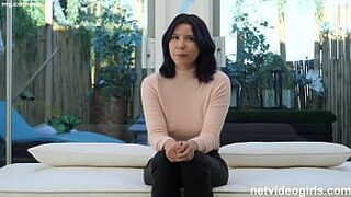 Sweet outgoing Asian girl fucks the 5th guy of her life