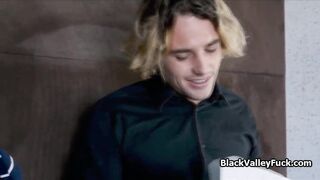 Black coed blows white bffs big crush