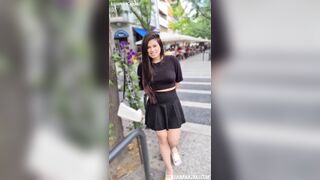 Husband makes Luana Kazaki come out in public in central Switzerland