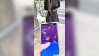 Husband makes Luana Kazaki come out in public in central Switzerland