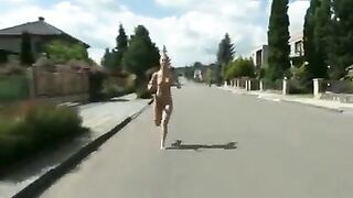 Naked girl running