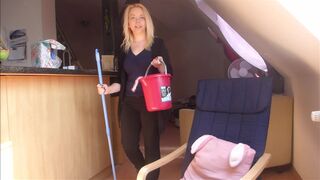 The blonde teen cleaning lady is fucked
