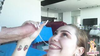 Lenna Lux sucks Mike Adrianos fat cock