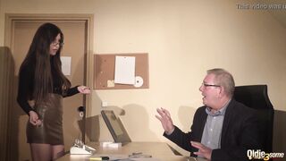 Secretary caught coworker sucking old boss under desk