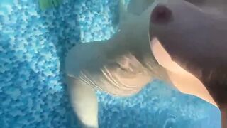 Young teen girl with fat tits great masturbation her nice pussy in the pool
