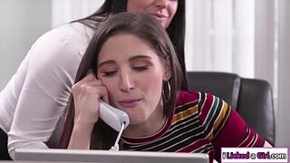 Lesbian applicants toying managers ass